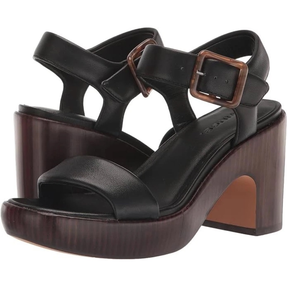 Vince Black Noelle Ankle Strap Platform High Heel Sandals Size 8 Women's $249